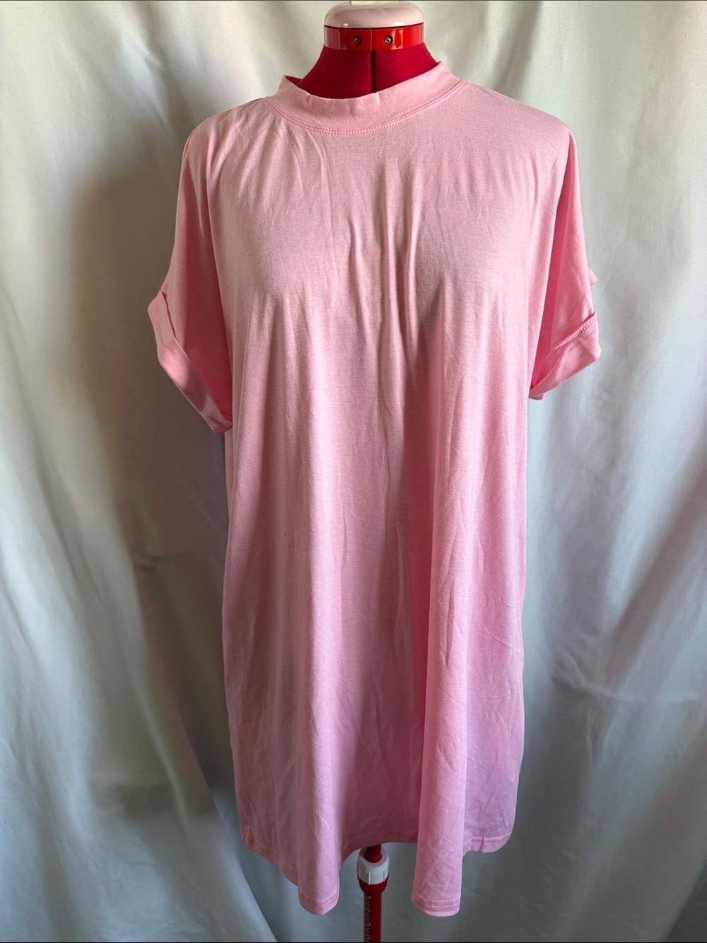 Relaxed Pink Crewneck Mini Dress